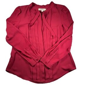 LOFT‎ Petite Blouse Womens Red Lightweight Long Sleeve Small